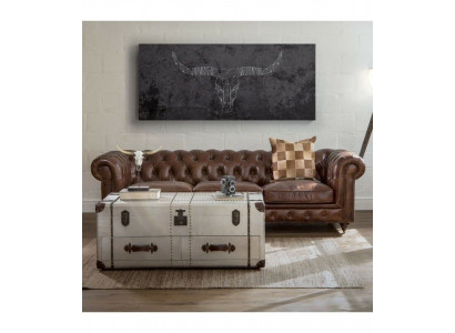 Canapé Chesterfield en cuir Canapé Canapés Sofas Trois places Marron Rouleaux