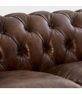 Canapé Chesterfield en cuir Canapé Canapés Sofas Trois places Marron Rouleaux