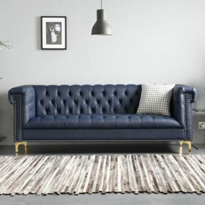Mobilier de style anglais Chesterfield Canapé 3 places Rose Turkis 3 places Canapé bleu