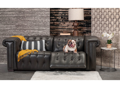Designer Canapé Chesterfield Noir Trois Places 3 Places pour Salon