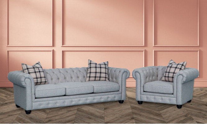 Canapé Chesterfield Ensemble Canapé Canapé Rembourrage 3+1 Places Canapé en Cuir Tissu Neuf