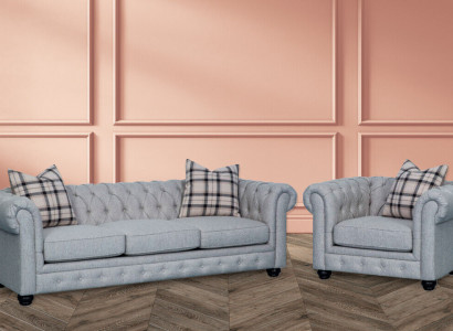 Canapé Chesterfield Ensemble Canapé Canapé Rembourrage 3+1 Places Canapé en Cuir Tissu Neuf