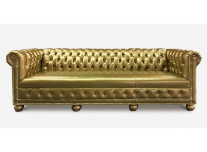 Canapé 3 places Chesterfield en cuir de suite en tissu d'ameublement en or nouveau