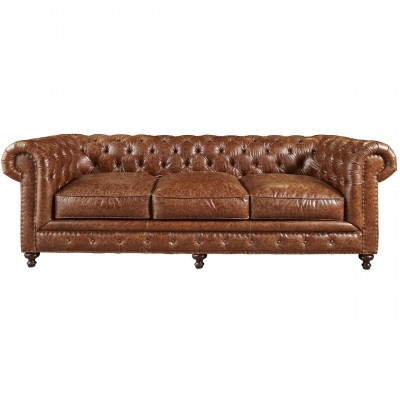 Designer Chesterfield brun canapé trois places de luxe 3 places
