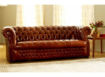 Canapé 3 places de designer Chesterfield marron. Canapé élégant