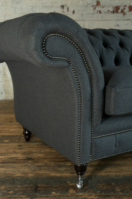 Original Chesterfield Canapé en cuir en tissu Chesterfield Upholstery Grand coussin de siège gris 265cm