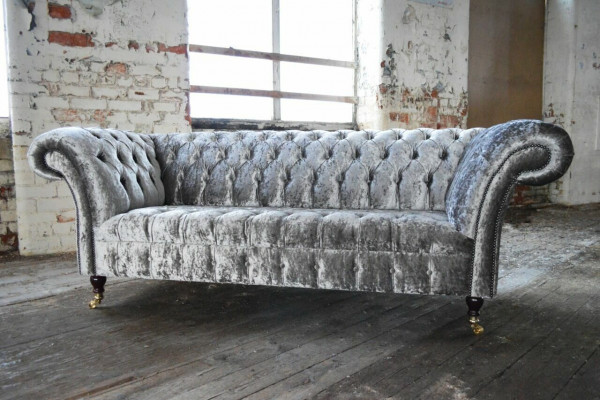 Canapé trois places argenté Design de revêtement de canapé 3 places Canapé Chesterfield