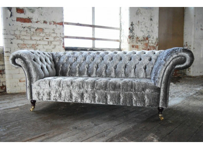 Canapé trois places argenté Design de revêtement de canapé 3 places Canapé Chesterfield