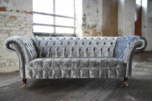 Canapé trois places argenté Design de revêtement de canapé 3 places Canapé Chesterfield
