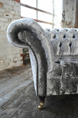 Canapé trois places argenté Design de revêtement de canapé 3 places Canapé Chesterfield