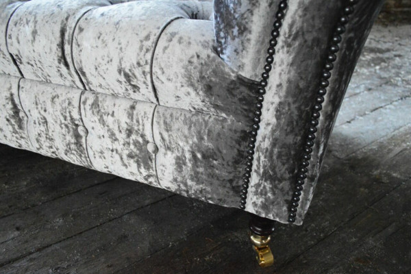 Canapé trois places argenté Design de revêtement de canapé 3 places Canapé Chesterfield
