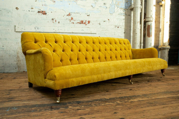 Canapé Chesterfield classique 4 places Canapés Cuir Jaune Design Tapisserie