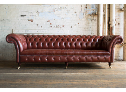 Canapé XXL Chesterfield 4 places en tissu de luxe classique