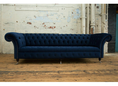 Canapé Chesterfield en velours de 4 places, canapé design, revêtement en velours.