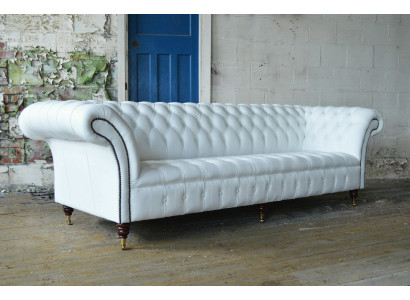 Canapé Chesterfield classique 4 places Canapé Velours Design en cuir grand Blanc