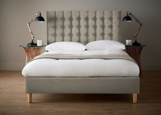 Lit double de luxe Chesterfield gris Lit rembourré Chambre à coucher Lit