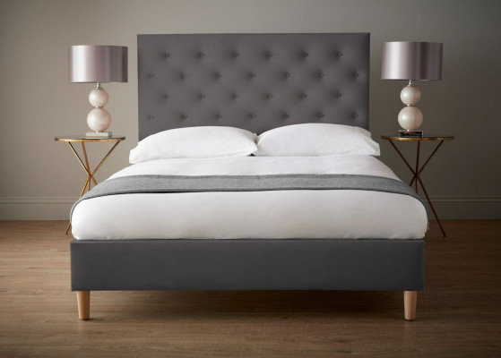 Conception de tapisserie de lit de luxe double de design de lit Gris Chesterfield Chambre de sommeil d'hôtel