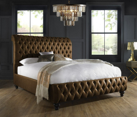 Chambre brune Lit Rembourrage Design Lits d'hôtel Chesterfield de luxe