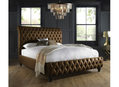 Chambre brune Lit Rembourrage Design Lits d'hôtel Chesterfield de luxe