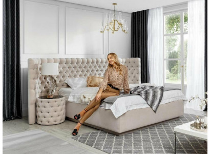 Chesterfield Lit Luxe Chambre Hôtel Décoratif Lits Rembourrés avec Boutons