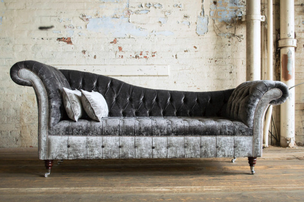 Canapé Chesterfield 3 places design gris Designer revêtement de canapé en tissu sofas design
