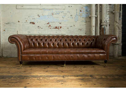 Canapé Chesterfield Marron Canapé Canapé 4 Places en Tissu Sièges Suite Canapés 265cm