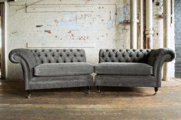 Canapé classique Chesterfield 4 places Canapés design Revêtement Cuir Marron