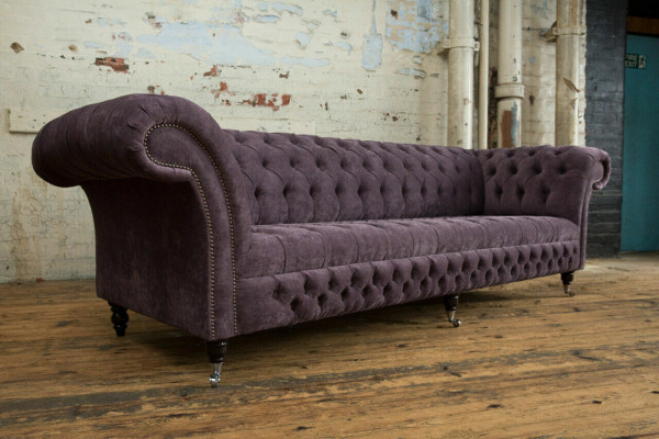 Canapé Chesterfield classique 4 places Canapés Rembourrage Cuir Marron Design