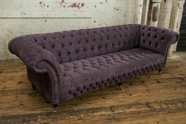 Canapé Chesterfield classique 4 places Canapés Rembourrage Cuir Marron Design