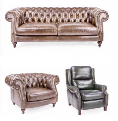 Chesterfield 3+2+1 canapé en cuir suite en cuir neuf