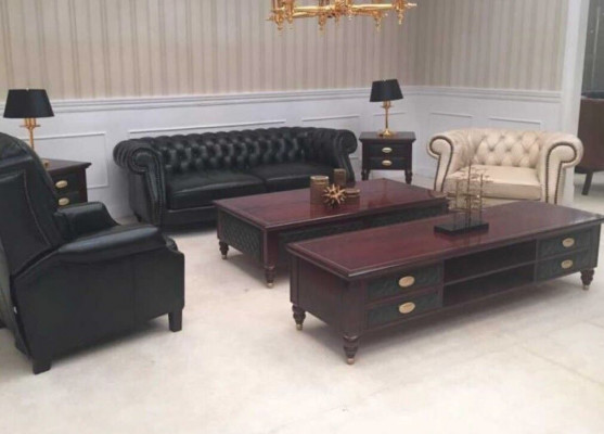 Chesterfield 3+2+1 canapé en cuir suite en cuir neuf