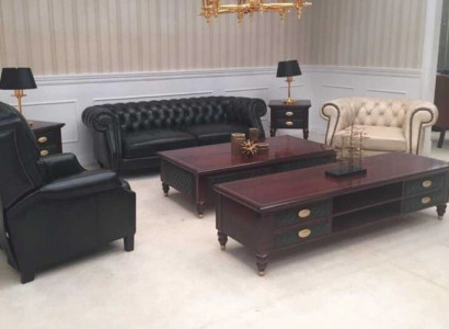 Chesterfield 3+2+1 canapé en cuir suite en cuir neuf
