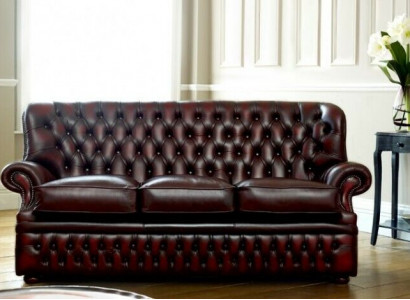Brown Chesterfield canapé de designer de style ancien 3 places pour le salon