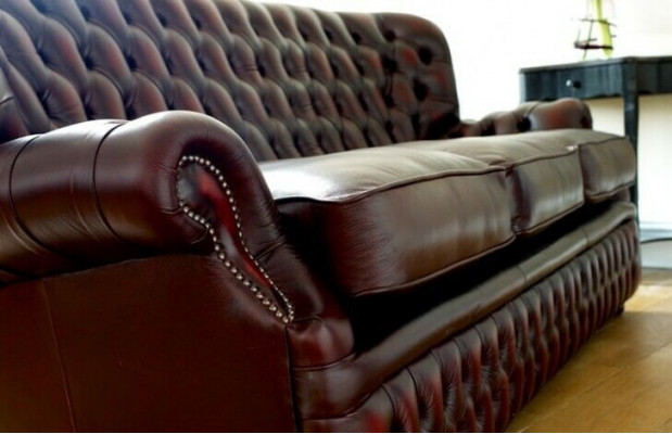 Brown Chesterfield canapé de designer de style ancien 3 places pour le salon