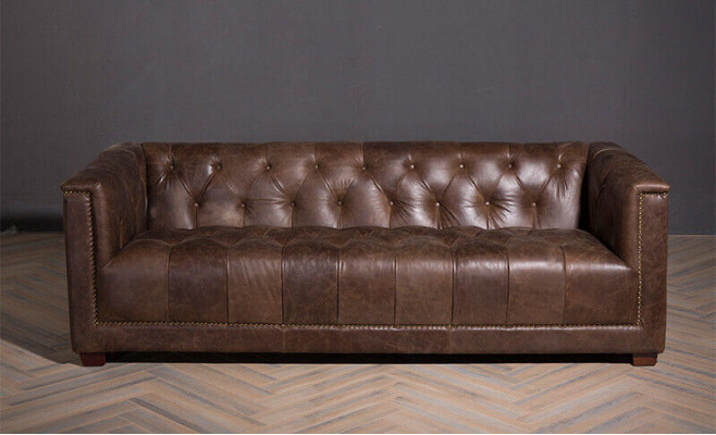 Chesterfield Ensemble de canapé 3+1 places Canapé Canapé en tissu en cuir Suite de canapés