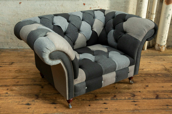 Gris-bleu Chesterfield Fauteuil luxueux à un seul siège Meubles design