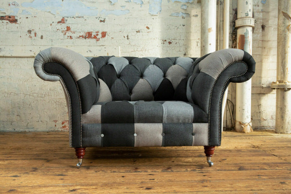 Gris-bleu Chesterfield Fauteuil luxueux à un seul siège Meubles design