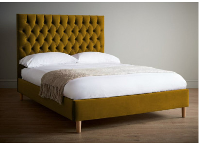 Moutarde Chesterfield Lit double à haut dossier Lit Designer