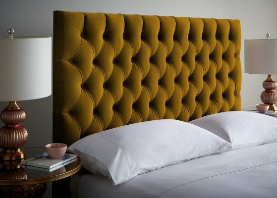 Chesterfield Design Upholstery English 140/160/180x200 Beds Double bed Jaune