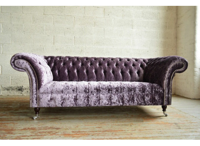 Élégant canapé 3 places chesterfield violet élégant pour salon de luxe