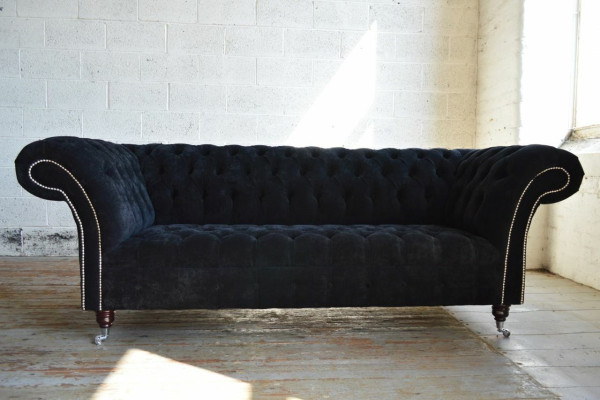 Canapé de salon de luxe 3 places style Chesterfield noir