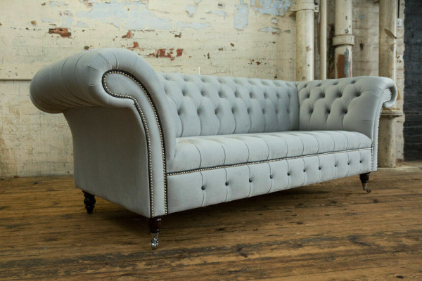 Canapé trois places moderne Chesterfield design blanc