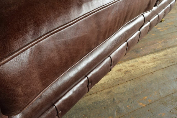 Canapé de salon moderne Chesterfield luxueux en cuir marron 3 places