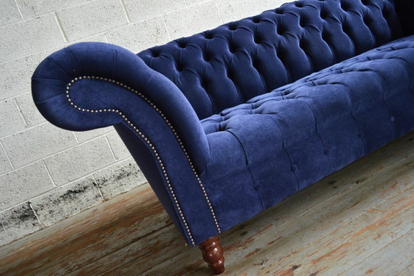 Canapé Chesterfield bleu Design Upholstery Canapés Canapés Tissu Textile en Cuir