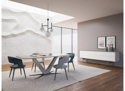 Salle à manger Design Table à manger complète Mobilier Buffet Ensemble de chaises 4x