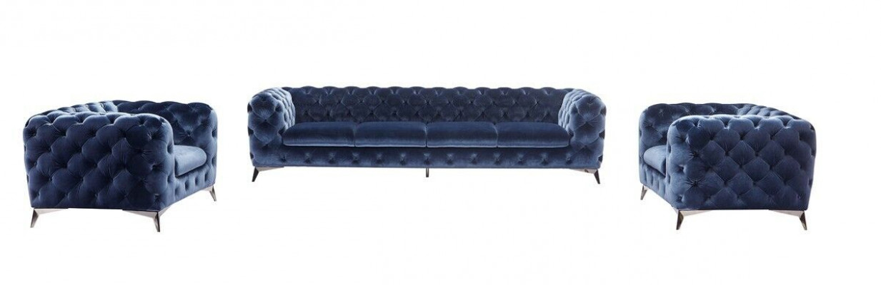 Canapé Chesterfield en tissu Blue Upholstery Suite 2+2 design.