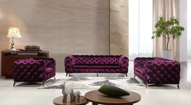 Canapé Chesterfield Canapé Rembourrage XXL Big Suite Textile 3+2+1 canapés design