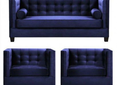 Canapé-lit Fauteuil créatif Meubles textile Tissu Bleu Groupe Salon Moderne Sofa