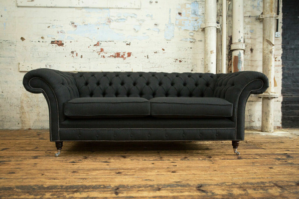 Canapé 3 places Chesterfield noir moderne de luxe