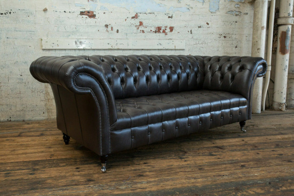 Canapé trois places de luxe moderne Chesterfield noir